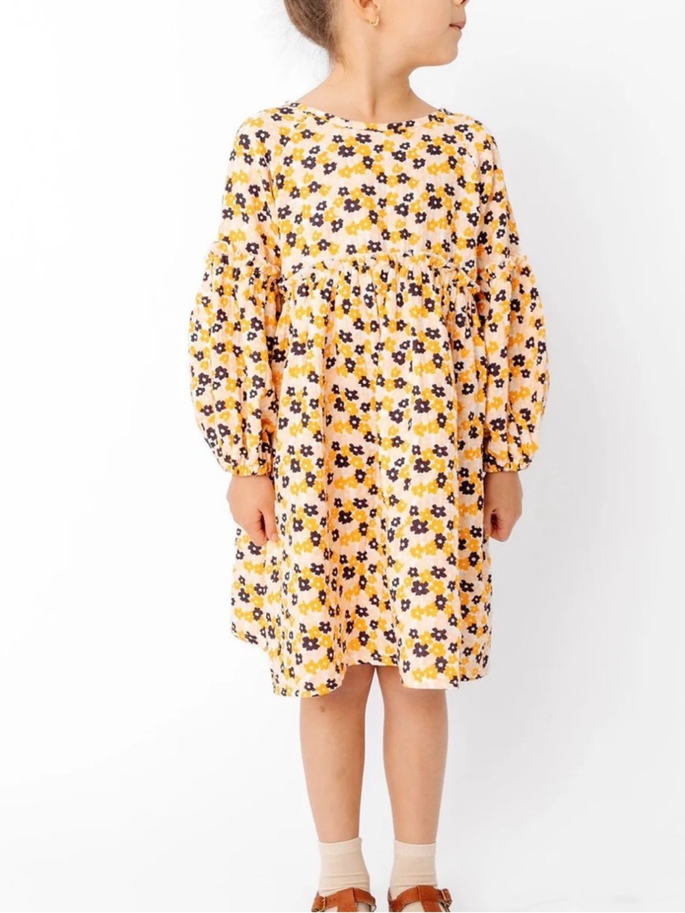 Alice + Ames 3T Girls Yellow Floral cotton Dress | boho toddler dress